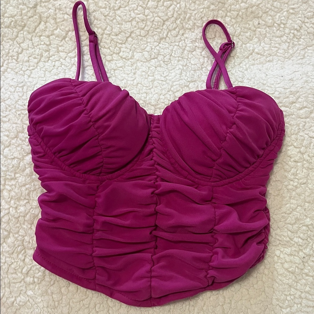 Ruched Magenta Top